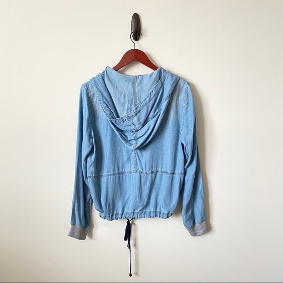 Forever 21 Life Progress Chambray Hooded Jacket S - Picture 9 of 14